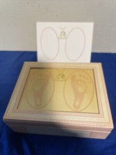 Vintage Baby Keepsake Box with Newborn Footprint Frame On Top-see Pictures