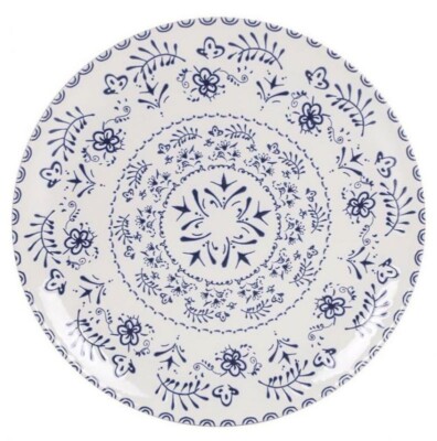 Unterteller Speiseteller Pizzablech Steingut weiß blau 32,5cm BLUR x2