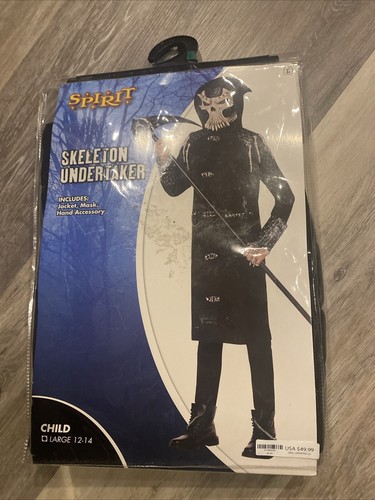 Spirit Halloween Skeleton Undertaker Child Youth Large 12-14 Kids Cosplay New