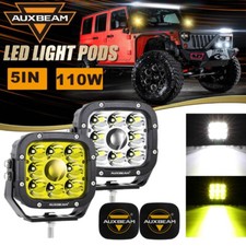 AUXBEAM 5" LED Work Light Bar Driving Fog Pods  Black Shield Cover Truck Pickup