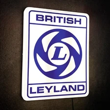 BRITISH LEYLAND ILLUMINATED LED LIGHT BOX WALL SIGN GARAGE GAS OIL MINI AUSTIN