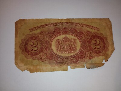 TRiNiDAD Ricardo2 トリニダード　リカルド2 Trinidad & Tobago Two Dollars ($2) 1939 Heavily Circulated