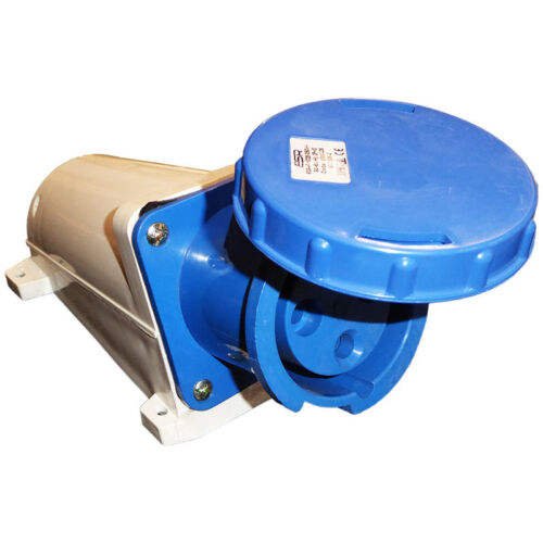 63A 3 Pin Socket IP67 Waterproof Wall Mount 220 - 250V Single Phase 2P+E 63 Amp - Picture 2 of 5