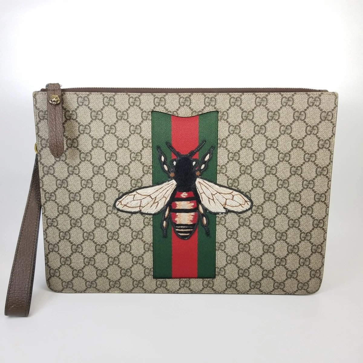 Brown Gucci GG Supreme Bee Wallet