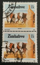 Zimbabwe: 1985 National Infrastructure - 10c Cattle - Used Se-tenant Pair
