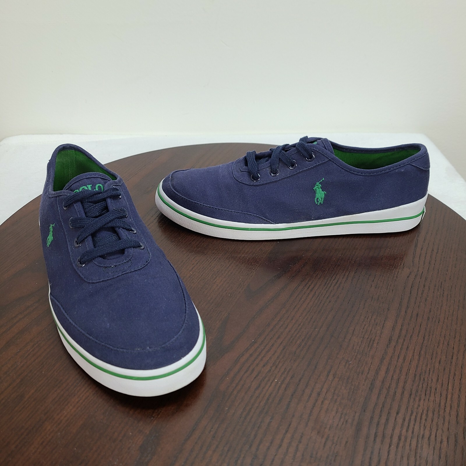 Polo Ralph Lauren Sneakers Uomo 11D Tela Blu Lacci Pony