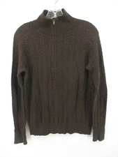 Eddie Bauer Medium 1/4 Zip High Neck Long Sleeve Cable Knit Sweater