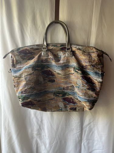 Jade Tapestry Beach Scene Shopping Large Travel Bag Luggage Carry On - Picture 4 of 8
