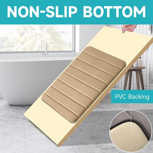 Bathroom Mat Shower Bath Non Slip Memory Foam Rug Soft Absorbent Water Door Mat - Picture 50 of 55