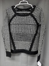 DKNY Jeans Women's Yarn and Stitch Pullover Sweater Black White - XS - New