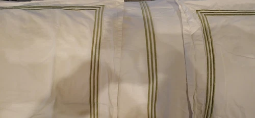 Pottery Barn Lime Green Embroidered Grand Cotton Hotel Duvet & Euro Shams
