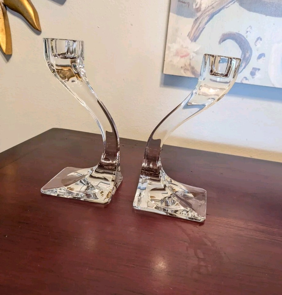 Claus Josef Riedel Vintage Crystal 6” Tall Candle Holders Taper Made In