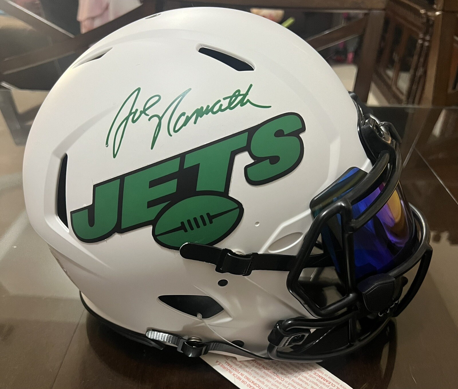 Joe Namath Autographed Signed Full Size Helmet With Visor (Beckett) 