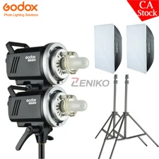 US 2*Godox MS300 300Ws 2.4G Compact Studio Flash+60*60cm Softbox Light Stand Kit