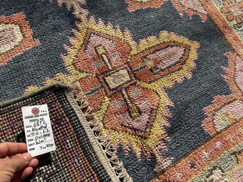 4x6 PINK BLUE RUG HAND-KNOTTED HANDMADE oriental carpet handwoven oushak magenta - Picture 4 of 15