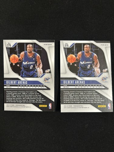 24-25 Panini Prizm Gilbert Arenas #275 Legends Ice & Green Prizm - Picture 4 of 4