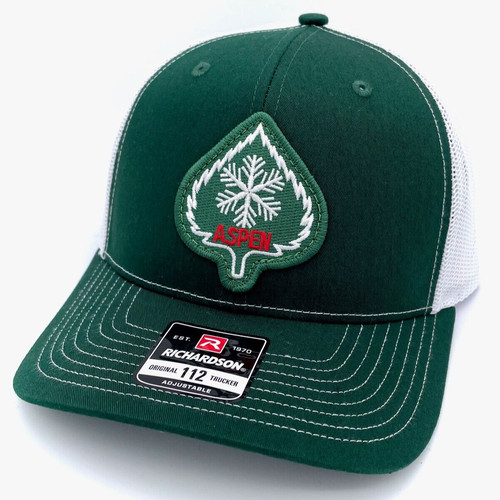 Aspen Colorado Vintage Patch Hat - Leaf Skiing Ski - Richardson 112 Trucker Cap