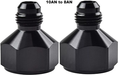 2x Schwarz Bulkhead Fitting Adapter 10AN Buchse Auf 8AN Stecker Fackelreduzierer