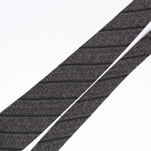 Gladson Mens Wool Slub Silk Necktie Gray Black Stripe Weave Woven Tie Italy - Picture 3 of 8