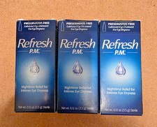 Lot of 3 Refresh PM Eye Drops 0.12 Oz/3.5 G Sterile exp 10/28 