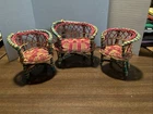 Vintage Barbie Size Rattan Wicker Doll Furniture Lot