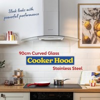 Russell Hobbs 90cm Curved Glass Cooker Hood in Stainless Steel RH90GCH92A1SS