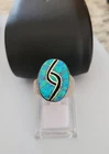 VTG Sterling Silver Native American Blue Opal Inlay Hummingbird Ring sz 9 Zuni