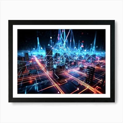 Digital Network Future Forward Draht gerahmtes Wandbild Poster Leinwanddruck Bild