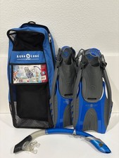 Aqua Lung Sport Swim Fins Large 9-13 Men  s With Snorkel And Bag No Mask