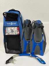 Aqua Lung Sport Swim Fins Large (9-13) Men’s With Snorkel And Bag No Mask