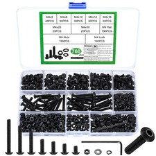 760 Pcs M4 Bolts and Nuts Set, Black Hex Socket M4,