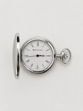 Meisterwerk 1862 S Silver Mechanical Pocket Watch Roman Dial w/ Chain