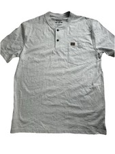 Wrangler Riggs Workwear Men's 1/4 Button Gray Short Sleeve T-Shirt W/Pocket Sz M