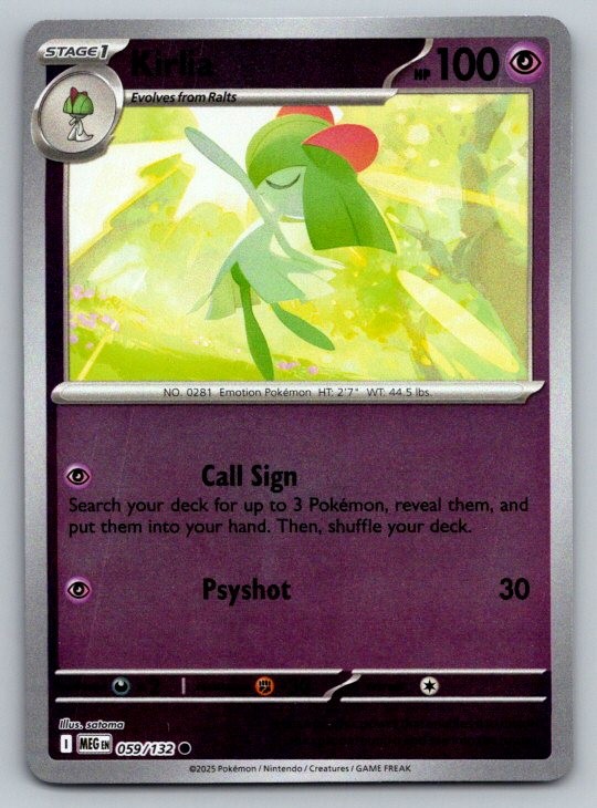 Kirlia ME01: Mega Evolution 059/132 NM Reverse Holo