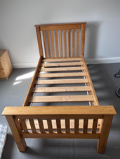 solid oak single bed frame (with or without mattress)
