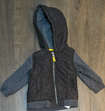 Carter's Full Zip Hooded Sweat Jacket Quilted 12 Months Boys