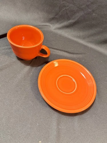 Fiesta Ware POPPY RED Coffee Cup & Saucer 830-338 UNUSED