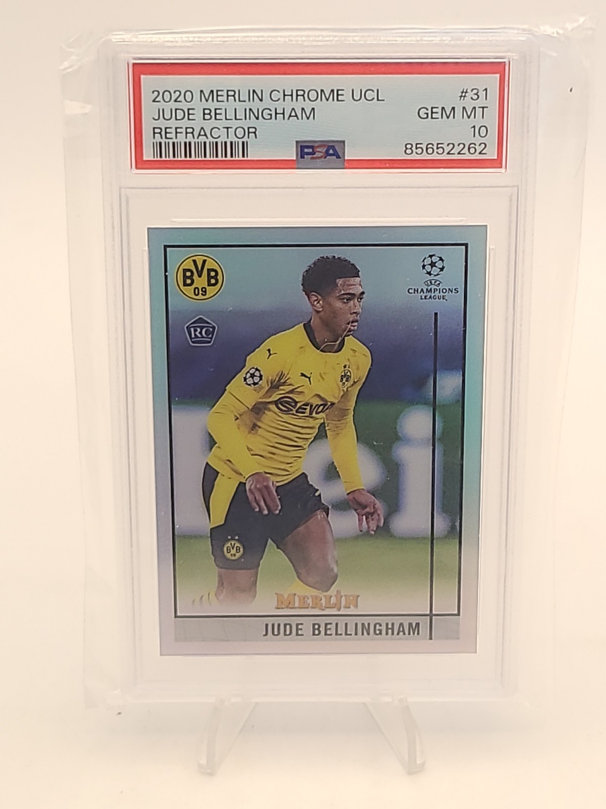 2020-21 Topps Merlin Chrome Jude Bellingham Refractor Rookie RC #31 PSA 10 GEM view 7