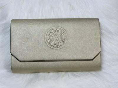 CXL by Christian Lacroix Madison Smooth Clutch Detachable Chain Gold Evening Bag