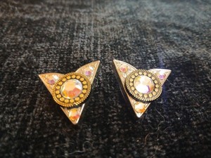 Vintage Western Shirt Collar Tips,Clips,Silver Tone Rhinestone 