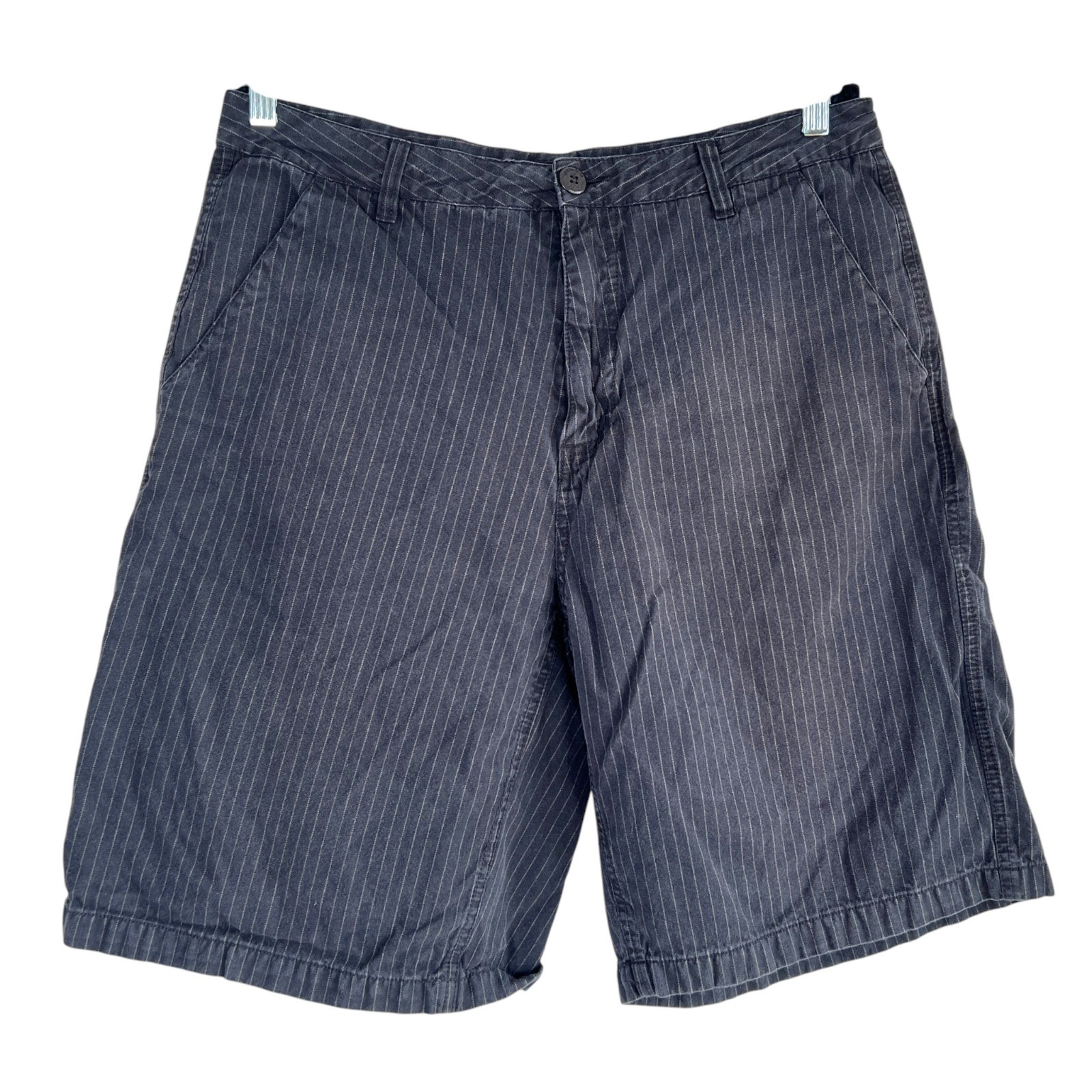 Vintage Y2K Anchor Blue Pinstripe Baggy Shorts Size 36 Skater Surfer Streetwear