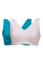 Rhonda Shear Women's 2pc Invisible EdgeBody Bra w/Scalloped Teal/White
