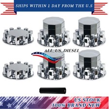 Chrome Hub Cover Kits Front Rear Semi Truck Wheel Axle Cover 33mm Complete Chrome Hub Cover Kits Front Rear Semi Truck Wheel Axle Cover 33mm Complete
