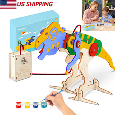 3D Dinosaur Wooden Puzzle Toy for Kids DIY Self Assembly Craft Coloring Activity