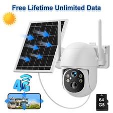 Unlimited Data 4G LTE Security Camera Outdoor Solar Battery Wireless 64G Card