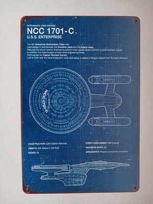 STAR TREK Blechschild 20 x 30 cm USS ENTERPRISE NCC 1701-C Captain Garret