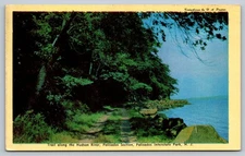 Vintage Kodachrome Postcard Trail Hudson River Palisades Park NJ