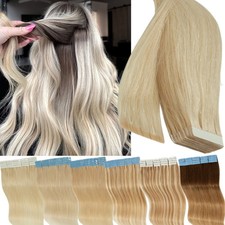 Thick Tape In Indian Remy Real Human Hair Extensions Skin Weft 40PCS Full Head