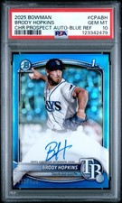 2025 BOWMAN CHROME PRSPCT AUTOS BLUE REFRACTOR BRODY HOPKINS 113/150 PSA 10