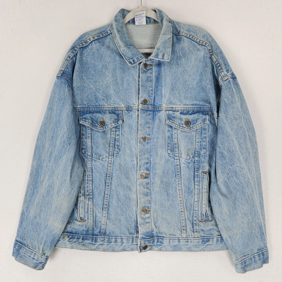 Chaqueta De Colección Para Hombre XL Azul Denim Paseo Para MDA 2002 Motocicleta Camionero en Relieve Foto 2 de 4